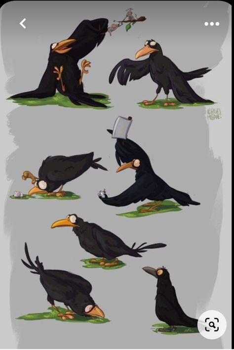 Crows Drawing, Create Character, Animation Student, Animal Illustration Art, Crow Art, Cartoon Birds, Raven Art, Cartoon Sketches, Sketch Inspiration