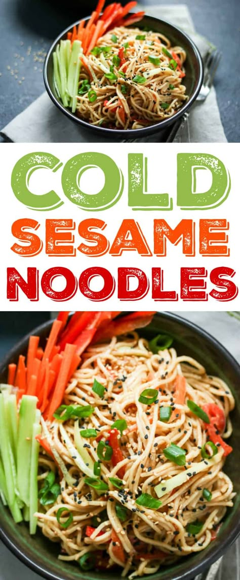 Cold Sesame Noodles with Crunchy Vegetables - The Wanderlust Kitchen Sesame Noodles Recipe, Cold Sesame Noodles, Crunchy Vegetables, Recipe For Lunch, Best New Recipes, Diy Easy Recipes, Sesame Noodles, Cold Noodles, Ramen Noodle Recipes