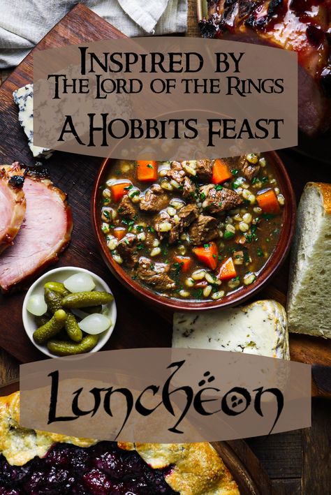 Luncheon: Ploughman's Lunch with Blackberry Tart - Rhubarb & Lavender Hobbit Feast, Ploughman's Lunch, Blackberry Tart, Savory Dutch Baby, Hobbit Food, Ploughmans Lunch, Luncheon Menu, Prancing Pony, Medieval Recipes