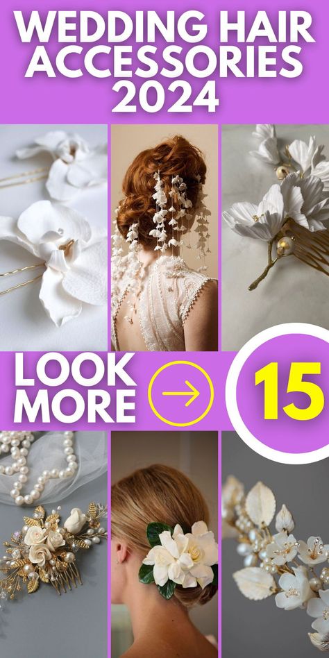 Are you a DIY enthusiast planning a 2024 beach wedding? Our collection of DIY wedding hair accessories is perfect for crafting unique and personalized pieces. Create bohemian-inspired headpieces or add a touch of gold and silver elegance to your bridal look. Our tutorials provide step-by-step instructions to help you design and assemble your dream wedding accessories. Whether you have short hair or long locks, you can achieve a one-of-a-kind bridal style that reflects your creativity and style. Diy Bride Hair Accessories, Diy Wedding Hair Accessories, Trending Hair Accessories 2024, 2024 Beach, Diy Wedding Hair, Simple Updo, Boho Headpiece, Hair Accessories Bridal, Hairstyles 2024