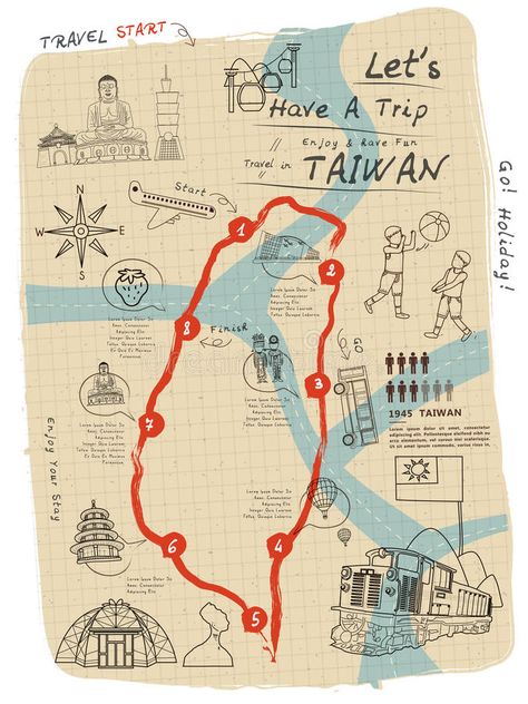 Taipei Travel Guide, Visual Map, Notepaper, Map Icons, Map Pictures, Taiwan Travel, Travel Map, Travel Logo, Illustrated Map