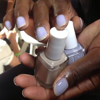 cute combo...Spring-Summer 2014 New York Fashion Week French Manicure Diy, Essie Lilacism, Fashion Week Backstage, Essie Nail Colors, Wedding Manicure, French Manicure Designs, Half Moons, Pink Manicure, Manicure Diy