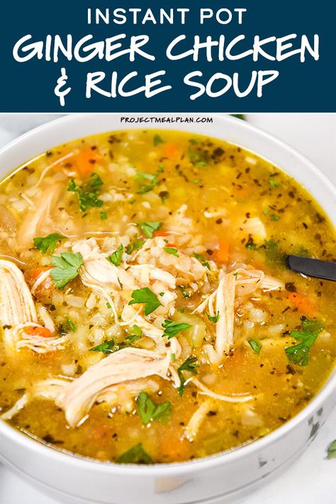 Freezer Soups, Ginger Chicken Soup, Rice Soup Recipes, Freezer Friendly Meals, Pot Recipes Healthy, Chicken Rice Soup, Instant Pot Soup Recipes, Ginger Chicken, Instant Pot Soup