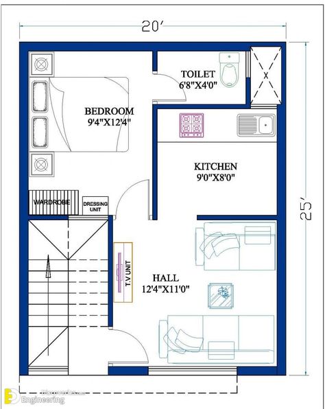 Rectangle House Layout, Mini House Plans, 20x30 House Plans, Budget House Plans, Small House Blueprints, 20x40 House Plans, 2bhk House Plan, Bungalow Floor Plans, Indian House