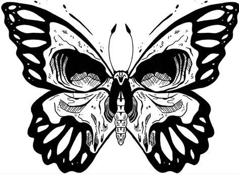 Skull Butterfly Tattoo, Butterfly Tattoo Stencil, Moth Tattoo Design, Butterfly Skull, Skull Butterfly, Svg Butterfly, Throat Tattoo, Tattoos Mandala, Butterfly Svg