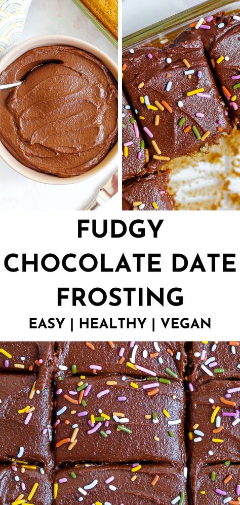 Cashew Butter Frosting, No Refined Sugar Icing, Healthy Vegan Icing, Healthy Vegan Chocolate Cake, Date Frosting Vegan, Healthy Chocolate Icing, Vegan Date Cookies, Date Icing, Healthy Vegan Frosting