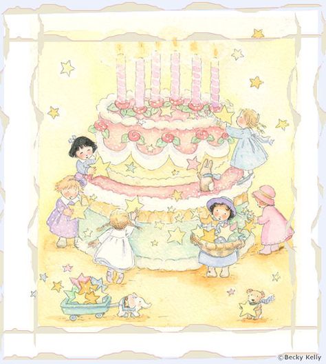 Illustrated Birthday Cards, Hbd Cake, Dreamy Illustration, Happy Birthday Vintage, Art Mignon, Singing Happy Birthday, Tatty Teddy, August 9, Happy B Day