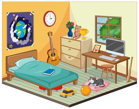 Part of bedroom of children scene in car... | Free Vector #Freepik #freevector #kids #computer #map #cartoon Bedroom Animation, Bedroom Clipart, Room Animation, Cartoon Construction, Building Cartoon, Cartoon Bedroom, Anime Houses, Futuristic Bedroom, Bedroom Cartoon