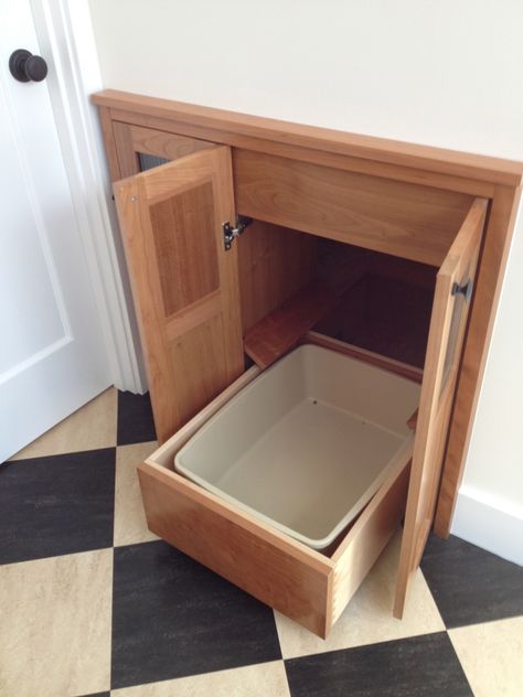 Litter Box Drawer, Cat Closet, Cat Litter Cabinet, Hiding Cat Litter Box, Hidden Litter Boxes, Liter Box, Kitty Litter, Litter Box Enclosure, Built In Cabinet