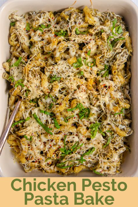 Pesto Chicken Pasta Bake, Shredded Chicken Dishes, Shredded Chicken Recipes Easy, Shredded Chicken Casserole, Pesto Pasta Recipes Chicken, Pesto Pasta Bake, Chicken Pesto Pasta, Chicken Pasta Casserole, Baked Pesto Chicken