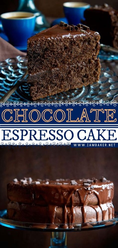 Chocolate Espresso Cake Recipe, Espresso Cake Recipe, Chocolate Coffee Cake Recipes, Espresso Dessert, Chocolate Espresso Cake, Espresso Cake, Chocolate Cake With Coffee, Espresso Recipes, Chocolate Cake Recipe Moist