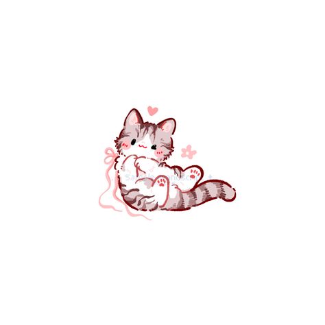 Cat With Coffee Drawing, Chibi Cat Tattoo, Cute Calico Cat Drawing, Pink Cat Drawing, Chibi Cat Art, Cat Icon Pfp, Kawaii Wallpaper Cat, Cute Kitty Drawing, Cat Icons Aesthetic