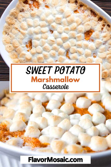 This sweet potato marshmallow casserole makes the perfect Thanksgiving side dish or dessert. This easy Sweet Potato Casserole with Marshmallows is a classic holiday side dish made with sweetened mashed sweet potatoes and topped with fluffy marshmallows! Click through to the blog for all the details. Sweet Potato Marshmallow Casserole, Sweet Potato Casserole With Marshmallows, Sweet Potatoes With Marshmallows, Best Sweet Potato Casserole, Sweet Potato Chips Baked, Thanksgiving Casserole, Sweet Potato Casserole Easy, Canning Sweet Potatoes, Christmas Side