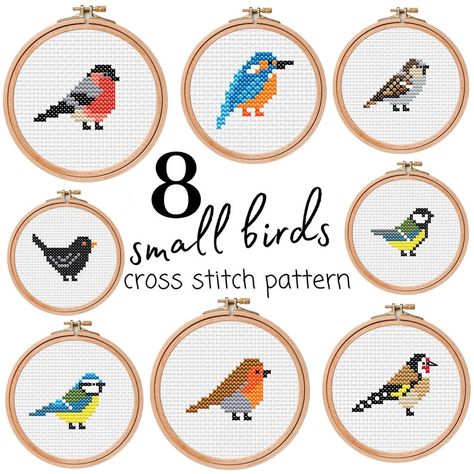 Embroidery Patterns Easy, Cross Stitch Birds, Bird Cross Stitch, Cross Stitch Family, Easy Bird, Tiny Cross Stitch, Small Cross Stitch, Cross Stitch Bird, Mini Cross Stitch