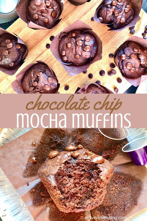 Mocha Muffins, Mocha Chocolate, Healthy Chocolate Chip, Savory Muffins, Homemade Muffins, Healthy Muffins, Breakfast Brunch Recipes, Best Chocolate, Mini Desserts