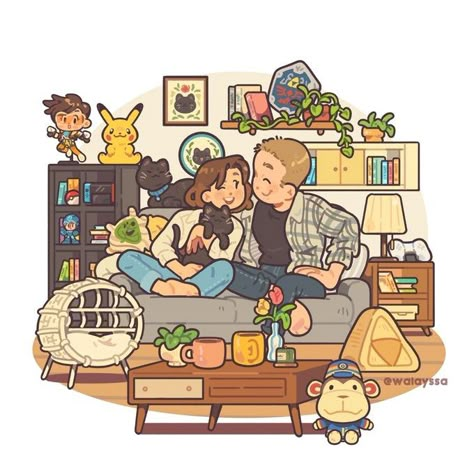 layssa 🍎🐝 ʕ ·ᴥ·ʔ commissions closed! on X: "commission! 🌼🐱🍏✨ https://t.co/9hUlwThgEZ" / X Couples Doodles, Cartoons Drawing, Sofa Drawing, Adorable Homes Game, Guided Art, Couple Illustration, Drawing Inspo, Couple Drawings, Cute Little Drawings