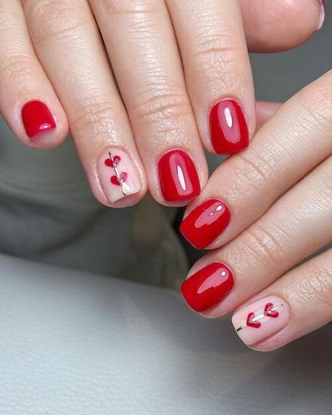 Looking for cute and romantic red Valentines Day nails ideas? Check this post for the 70+ trendy red Valentine's Day nail design ideas that you'll love! From short simple nails to long stunning nails, we've got you covered! Cute Pink Nails, Valentines Day Nails, Heart Nail Designs, Nails Yellow, Valentine Nail Art, Lace Nails, Easy Nails, Nail Designs Valentines, Red Nail Designs