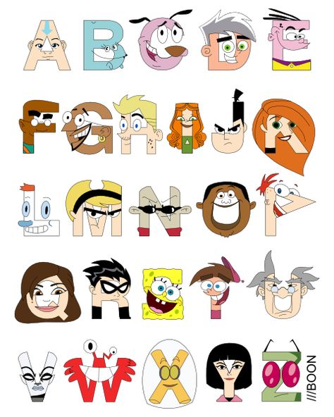 Child of the 00s Alphabet by mbaboon on DeviantArt Abcd Drawing, Animated Villains, Letter Handwriting, Letras Cool, Word Font, Alphabet Art Print, Phineas Y Ferb, Sing Along Songs, Typography Alphabet