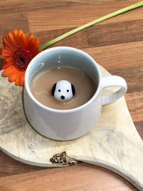 Coffee Cartoon, Diy Pottery Painting, 3d Dog, Tea Cup Gifts, Cerámica Ideas, Pottery Painting Designs, Milk Coffee, Pretty Mugs, Keramik Design