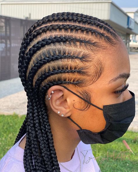 Stitch Cornrow Braids, Cornrow Hairstyles Straight Back, Natural Straight Back Cornrows, Cornrows Straight Hair, All Back Braid Hair Styles, 12 Straight Backs, Designer Straight Backs, Big Straight Back Cornrows, All Back Hairstyles Braids