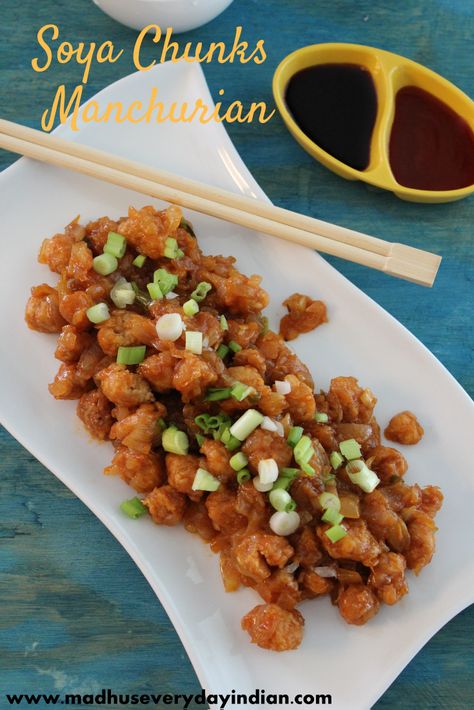 Soya Chunks Recipe, Soya Recipe, Indo Chinese Recipes, Soya Chunks, Manchurian Recipe, Indian Party, Recipes Sweet, Tasty Vegetarian Recipes, Vegetarian Snacks