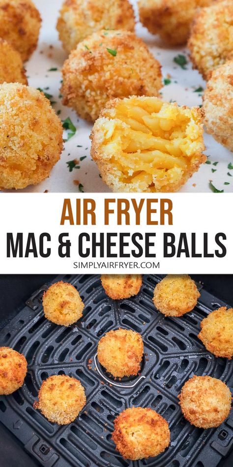 Want to make air fryer mac and cheese balls? These crispy breaded balls - made with leftover mac n' cheese - are a nice snack or appetizer! Leftover Mac And Cheese, Air Fryer Mac And Cheese, Mac Cheese Balls, Mac And Cheese Balls Recipe, Tasty Mac And Cheese, Fried Mac N Cheese, Mac And Cheese Balls, Fried Mac N Cheese Balls, Mac N Cheese Bites