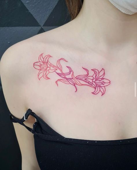 Red Tiger Lily Tattoo, Fire Lily Tattoo, Red Lily Tattoo, Tiger Lily Tattoo, Tiger Lily Tattoos, Fire Lily, Lillies Tattoo, Cute Tats, Pieces Tattoo