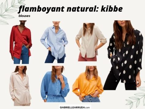 Kibbe: Flamboyant Natural Style Guide - Gabrielle Arruda Flamboyant Natural Dos And Donts, Flamboyant Natural Blouses, Flamboyant Natural Bathing Suit, Flamboyant Natural Business Casual, Flamboyant Natural Work Wear, Flamboyant Natural Neckline, Flamboyant Natural Tops, Kibbe Flamboyant Natural Style, Plus Size Flamboyant Natural