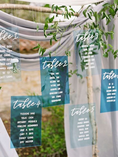 Coastal Wedding Signs, Sea Glass Seating Chart, Beachy Seating Chart Wedding, Slate Blue Wedding Decor, Teal Wedding Arch, Seaglass Wedding Theme, Romantic Coastal Wedding, Beach Wedding Guest Book Ideas, Spring Coastal Wedding