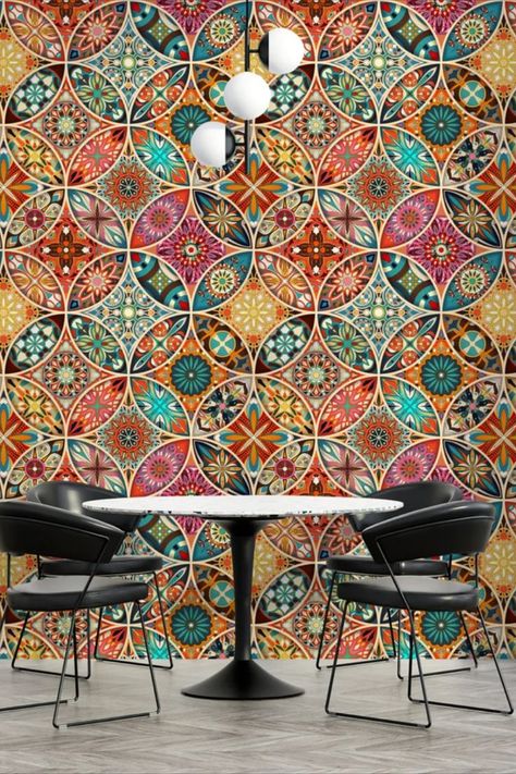 With this colorful moroccan wallpaper, we aimed that you will be able to decor your room both boho and colorful decor wallpaper. We sure that your guests will as you where you bought this wallpaper. Boho Wall Papering Ideas Bedroom, Colorful Wallpaper Home, Pantry Wallpaper, Small Travel Trailer, Trailer Redo, Moroccan Wallpaper, Wallpaper Walls, Office Redo, Etsy Clipart