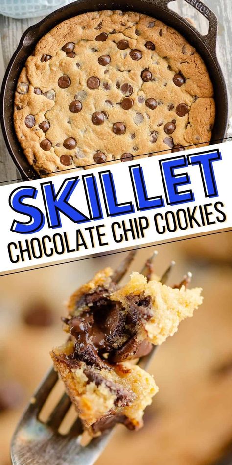 Cast Iron Skillet Chocolate Chip Cookie, Cast Iron Chocolate Chip Cookie, Skillet Chocolate Chip Cookie Cast Iron, Cast Iron Skillet Recipes Dessert, Cast Iron Cookie Recipe, Skillet Cookie Cast Iron, Skillet Recipes Dessert, Chocolate Chip Recipes Easy, Cookie Skillet Recipe