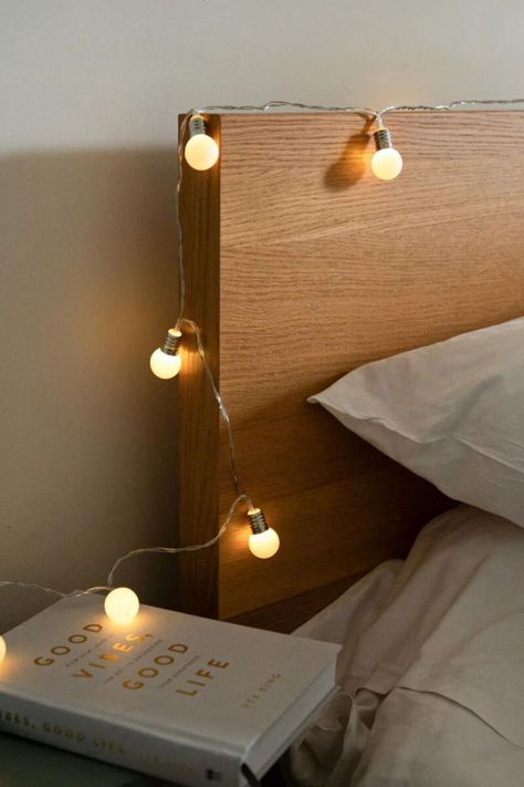 festoon lights on bed frame Fairy Bulb Lights, Bulb Fairy Lights, Christmas Light Stakes, Bedroom Fairy Lights, Net Lights Outdoor, Unique Lights, Christmas Light Curtains, Solar Lamp Post, Terracotta Pink