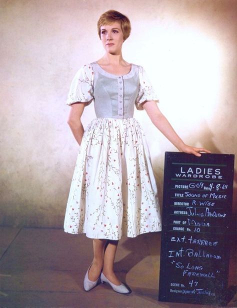 Julie Andrews costume test for The Sound of Music. 1964 Julie Andrews Style, Dressing Up Outfits, Sound Of Music Quotes, Sound Of Music Costumes, Sound Of Music Movie, Music Dress, Broadway Costumes, Hollywood Costume, The Sound Of Music