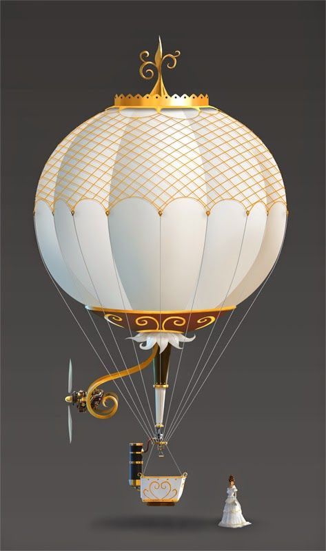 Hot Air Balloon Concept Art, Steampunk Cinderella, Steampunk Pumpkin, Steampunk Balloon, Steampunk Concept, Lampe Steampunk, Steampunk Character, Hot Air Balloons Art, Steampunk Airship