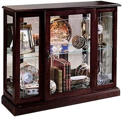 Amazon.com - Home Fare Ridgewood Glass Mirrored Curio China Cabinet Console in Cherry, Fully Assembled, Lighted - Glass Display Cabinets Small Curio Cabinet, Curio Cabinet Displays, China Cabinets And Hutches, Console Chest, Chair Woodworking Plans, Shelves Ideas, Cabinet Plans, Woodworking Cabinets, Childrens Artwork