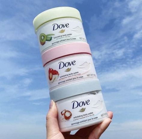 Dove 🫧 Dove Products Aesthetic, Dove Soap Aesthetic, Body Scrub Dove, Dove Scrub, Dove Exfoliating Body Polish, Dove Products, Exfoliating Body Polish, Dove Beauty Bar, Dove Body Wash