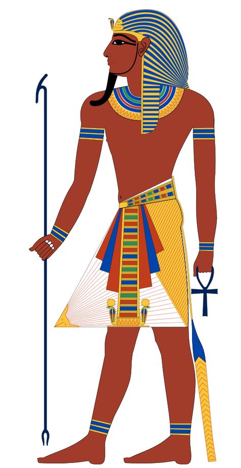 After Djoser of the third dynasty, pharaohs were usually depicted wearing the nemes headdress, a false beard, and an ornate kilt. Ancient Egyptian Clothing Men, Egyptian Clothing Men, Pharaoh Art, Ancient Egyptian Clothing, Egyptian Sun, Thutmose Iii, Egyptian Clothing, Egyptian Painting, Ancient Egypt Art