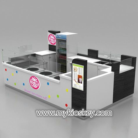 popular design Indoor Mall Fried Roll Ice Cream Kiosk For Sale | Mall Kiosks | Food Kiosks |Custom Retail Kiosks - mykioskey Food Kiosk Design, Ice Cream Kiosk, Crepe Food, Ice Roll, Small Restaurant Design, Mall Kiosk, Ice Cream Business, Food Kiosk, Small Restaurant