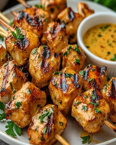 Cowboy Butter Chicken Skewers are juicy, herb-infused bites with a savory dipping sauce. Perfect for a quick and delicious meal! Butter Chicken Skewers, Cowboy Butter Recipe, Skewers Recipes, Cowboy Butter, Chicken Barbecue, Sausage Balls Recipe, Cowboy Casserole, Chicken Skewer Recipe, Gluten Free Brands