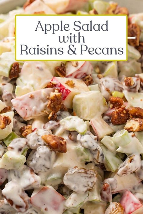 Crisp Apple Salad, Salad With Raisins, 40 Aprons, Dairy Free Salads, Raisin Recipes, Apple Salad Recipes, Glazed Pecans, Side Salad Recipes, Pecan Salad