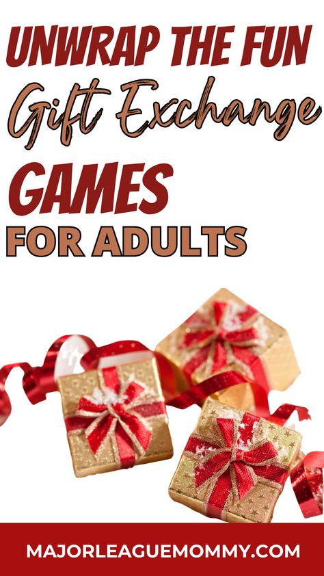 Tired of the same old gift exchange routine? Try one of these fun games for adults to make your next gift exchange more memorable. Christmas Gift Games For Adults, Gift Exchange Games For Small Groups, Christmas Gift Exchange Games For Adults, Adult Gift Exchange Ideas, Gift Exchange Games For Adults, Ladies Gift Exchange, Gift Exchange Themes, Fun Games For Adults, Gift Games