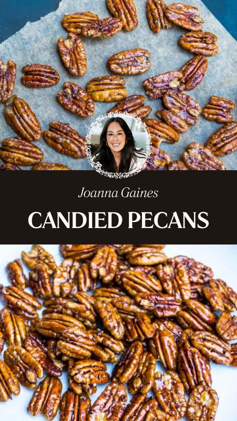 Joanna Gaines Candied Pecans Whiskey Candied Pecans, Joanna Gaines Holiday Candy, Sugared Pecans For Salad, Cinnamon Sugar Candied Pecans, Sugared Nuts Candied Pecans, Joanna Gaines Recipes Appetizers, Candied Pecans Salad, Christmas Candied Pecans, Christmas Pecans Recipes