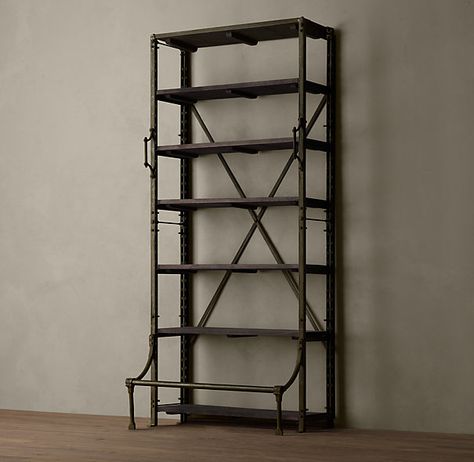 Copy Cat Chic: Restoration Hardware French Library Shelving French Library, Restoration Hardware Look, Library Shelving, Library Bookcase, Loft Furniture, Library Shelves, Furniture Logo, Industrial Shelving, Furniture Vanity