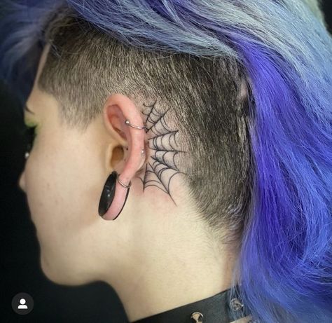 Web Behind Ear Tattoo, Goth Behind Ear Tattoo, Spiderweb Behind Ear Tattoo, Spider Web Behind Ear Tattoo, Goth Ear Tattoo, Spider Web Ear Tattoo, Spider Tattoo Behind Ear, Spider Behind Ear Tattoo, Hart Tattoo