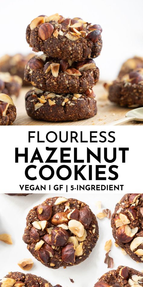 Chocolate Hazelnut Cookies, Hazelnut Recipes, Vegan Christmas Cookies, Flourless Cookies, Hazelnut Cookies, Cookies Vegan, Sugar Free Cookies, Decadent Chocolate, No Sugar