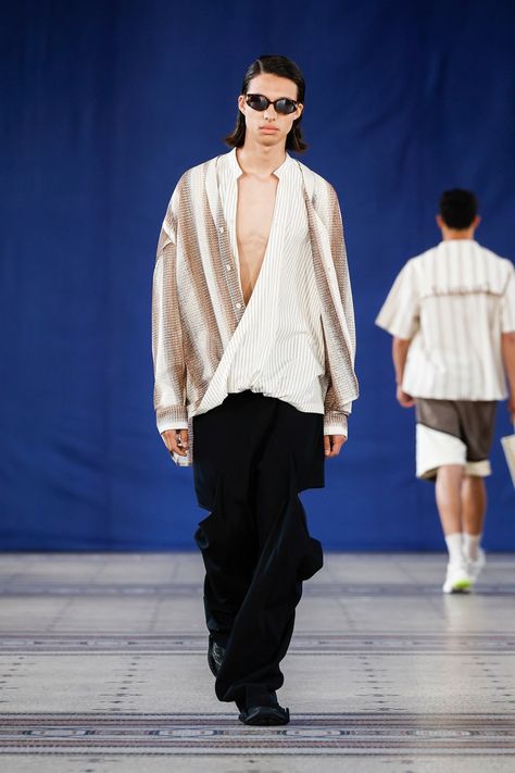 Namesake Spring 2025 Men’s Collection at Paris Fashion Week Mens 2025 Fashion Trends, Paris Fashion Week Men, Menswear Runway, Spring 2025, Show Collection, Mens Outfit Inspiration, Androgynous Fashion, June 2024, Fashion Show Collection