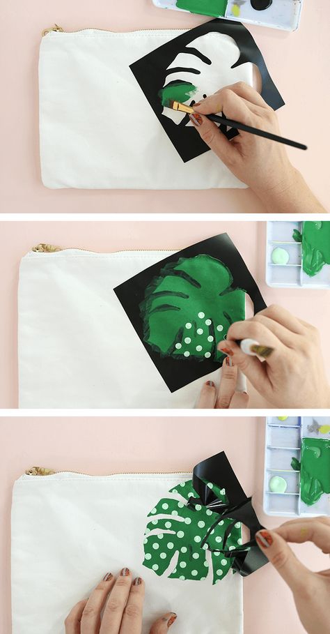 Leaf Pouch, Canvas Bag Diy, Fabric Paint Diy, Canvas Bag Design, Handpainted Bags, Diy Bag Designs, Painted Bags, Fabric Stamping, Diy Tote Bag