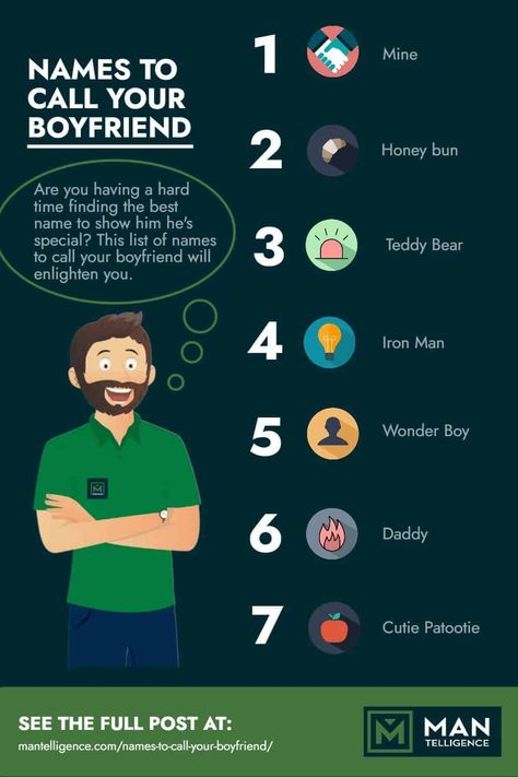 names to call your boyfriend - infographic Terms Of Endearment For Guys, Names To Call Your Boyfriend, Better Boyfriend, Instagram Caption Lyrics, Caption Lyrics, Treat Her Right, Sweet Boyfriend, Terms Of Endearment, Wonder Boys