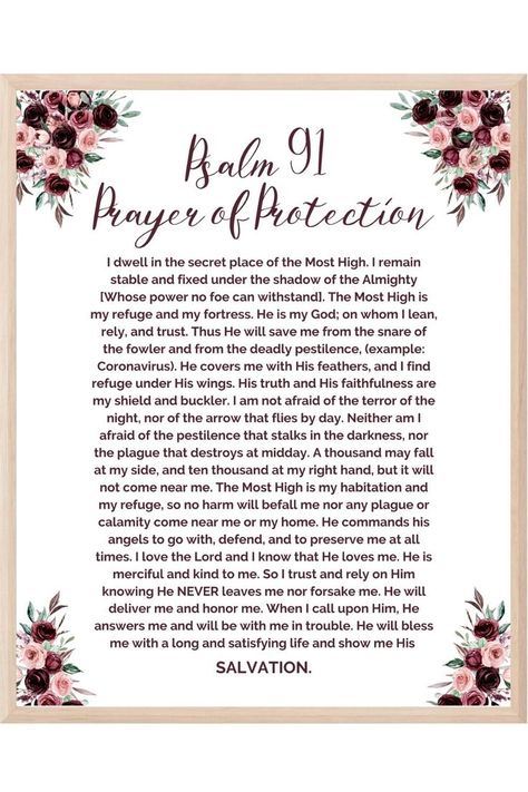 Psalm 91 Prayer of Protection Printable Psalm 91 Prayer Of Protection, Prayer Of Protection, Psalm 91 Prayer, Protection Prayer, Under His Wings, Shadow Of The Almighty, I Am Not Afraid, Prayer For Protection, Bible Verses About Love