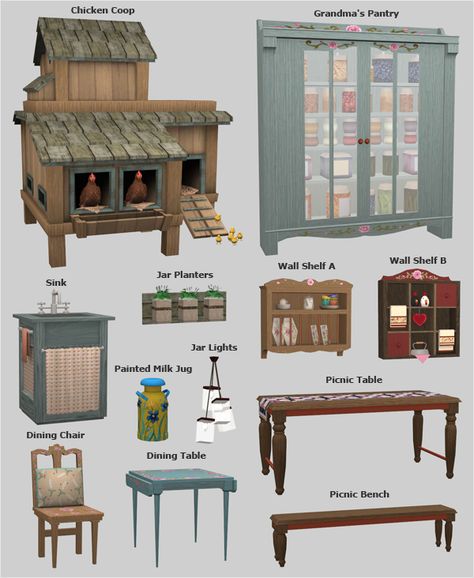 Veranka - country livin - lots of cute farm theme items Sims Country Cc, Sims 4 Outhouse Cc, Ts4 Country Cc, Sims 4 Chicken Coop Cc, Sims 4 Cc Country Furniture, Sims 4 Cc Dressers, Ts4 Farm Cc, Sims 4 Cottage Living Animals, Sims 4 Farm Cc